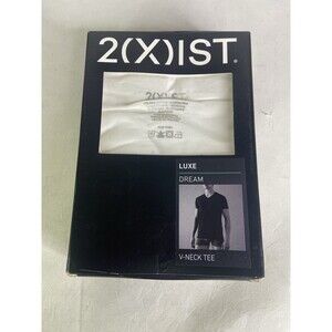 2xist Dream V-Neck Tee Short Sleeve White T-Shirt Pima Cotton Mens Size L